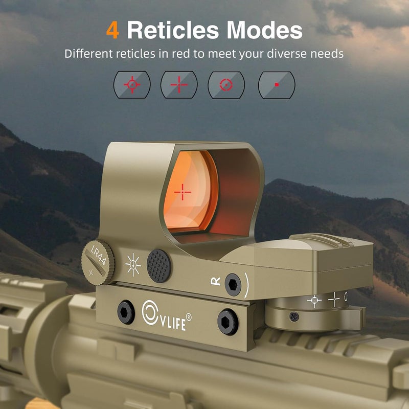 CVLIFE Reflex Sight, 1x28x40mm Red Dot Sight, 4 Adjustable Reticles Sight for 20mm Picatinny Rail, Red Dot Optics, Absolute Co-Witness - Image 3